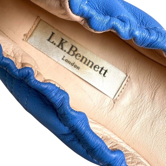 L K Bennett London Royal Blue Nappa Leather Sissy Ballet Flats 38 5 US 8 5 - Picture 10 of 15